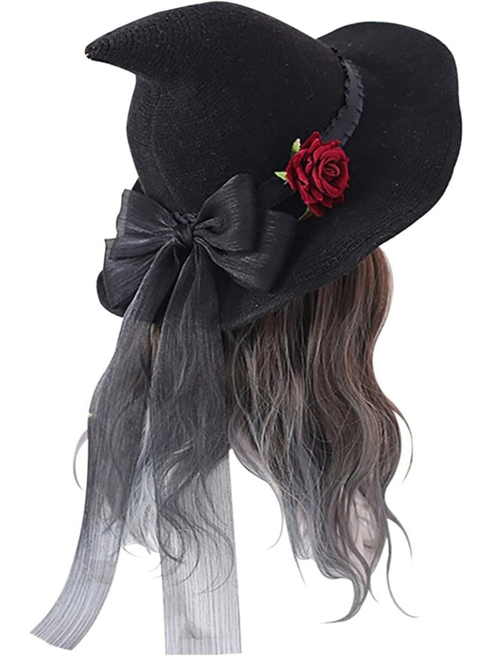 🎃Women's Black With Black Bow Witch Hat Halloween Party Costume Headwear Hat